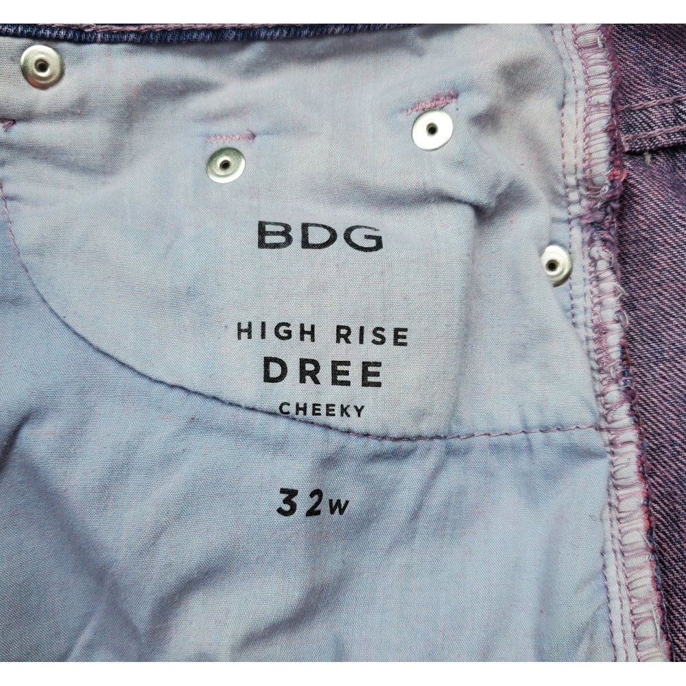 BDG High Rise Dree Cheeky Purple Acid Wash Studded Boho Denim Shorts 32 - Picture 5 of 6